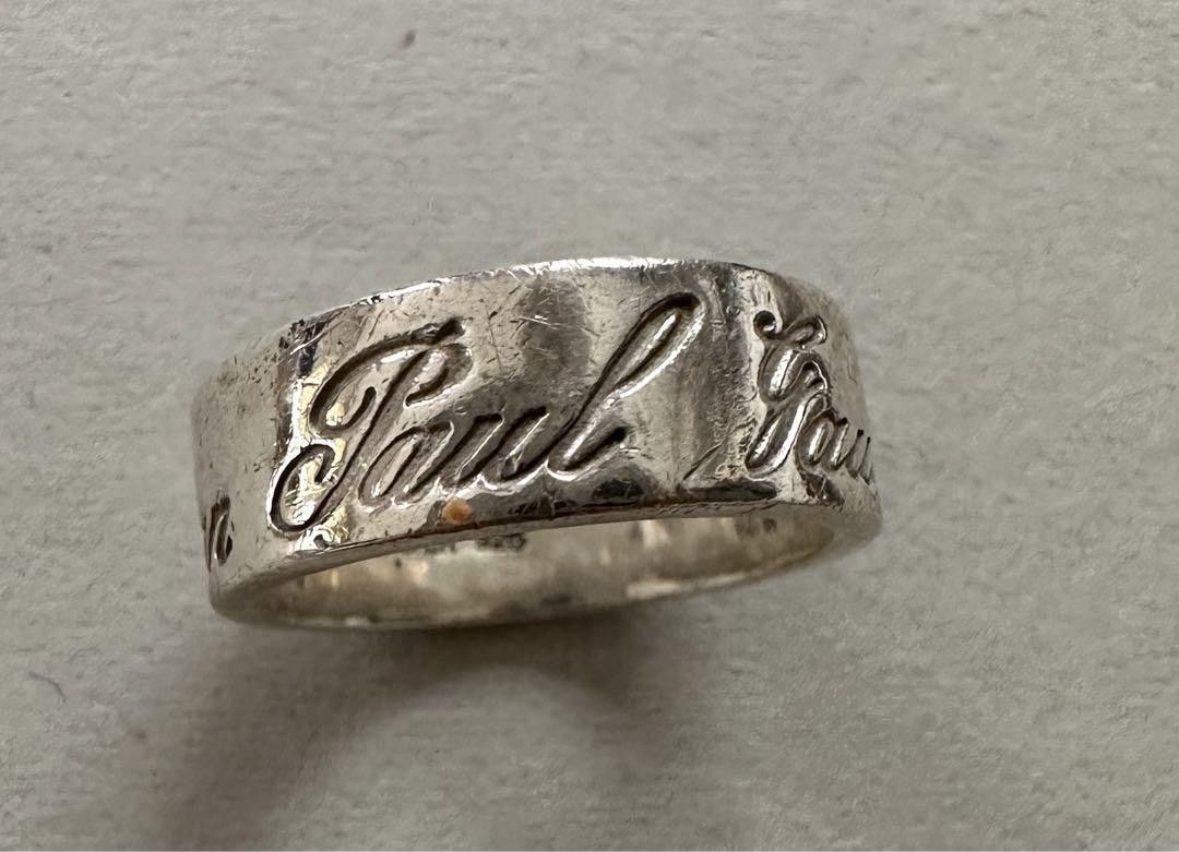 Pre-owned Jean Paul Gaultier Engraved Cursive Logo Ring In Silver