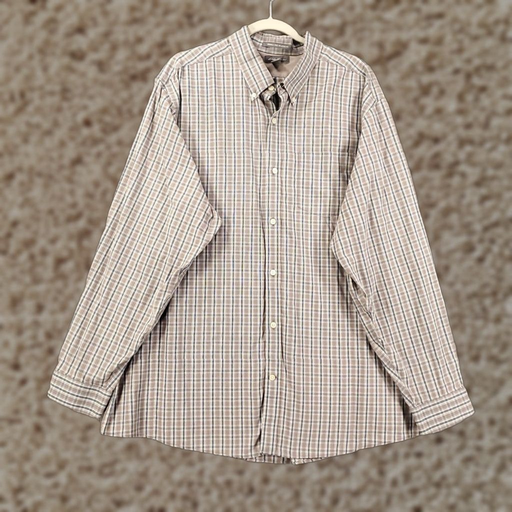 Eddie Bauer Eddie Bauer Shirt Mens 2XL Gray Plaid Button-Up Wrinkle Free Relaxed Fit Collar-Down Button Size US XXL / EU 58 / 5 - 1 Thumbnail