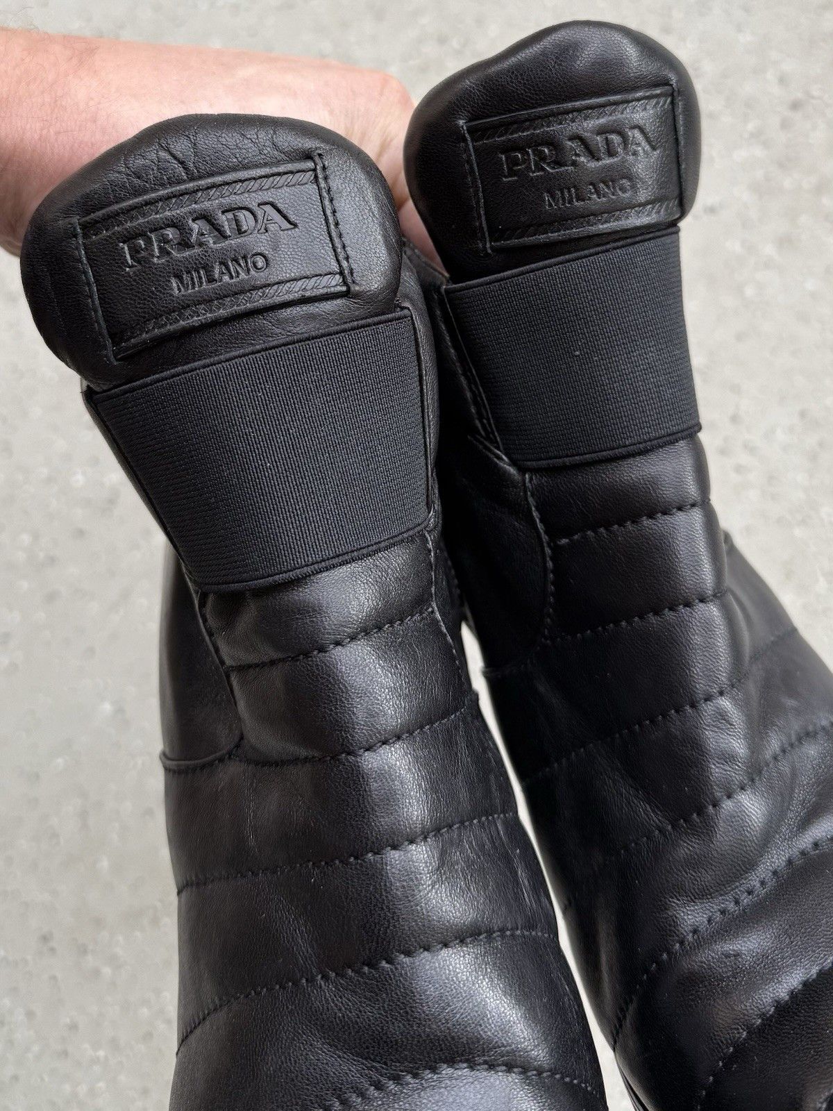 Prada DDP Prada Leather Heeled Boots Quilted Ankle Size 36.5 Size US 6.5 / IT 36.5 - 8 Thumbnail