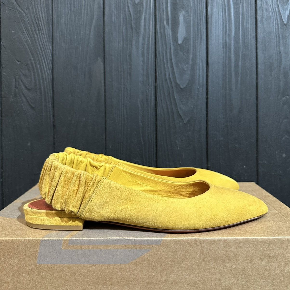 Santoni SANTONI - Women’s Yellow Ballet Suede Flats Size 37 Size US 7 / IT 37 - 2 Thumbnail