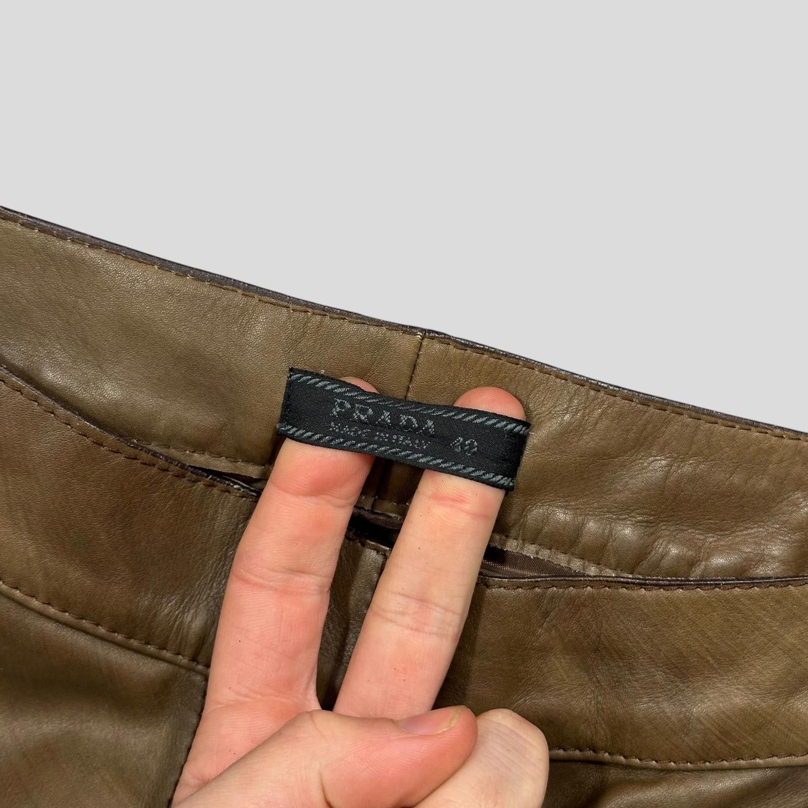Prada Prada Milano 00’s Khaki Brown Leather Moto Trousers - IT40 Size 27" / US 4 / IT 40 - 8 Thumbnail
