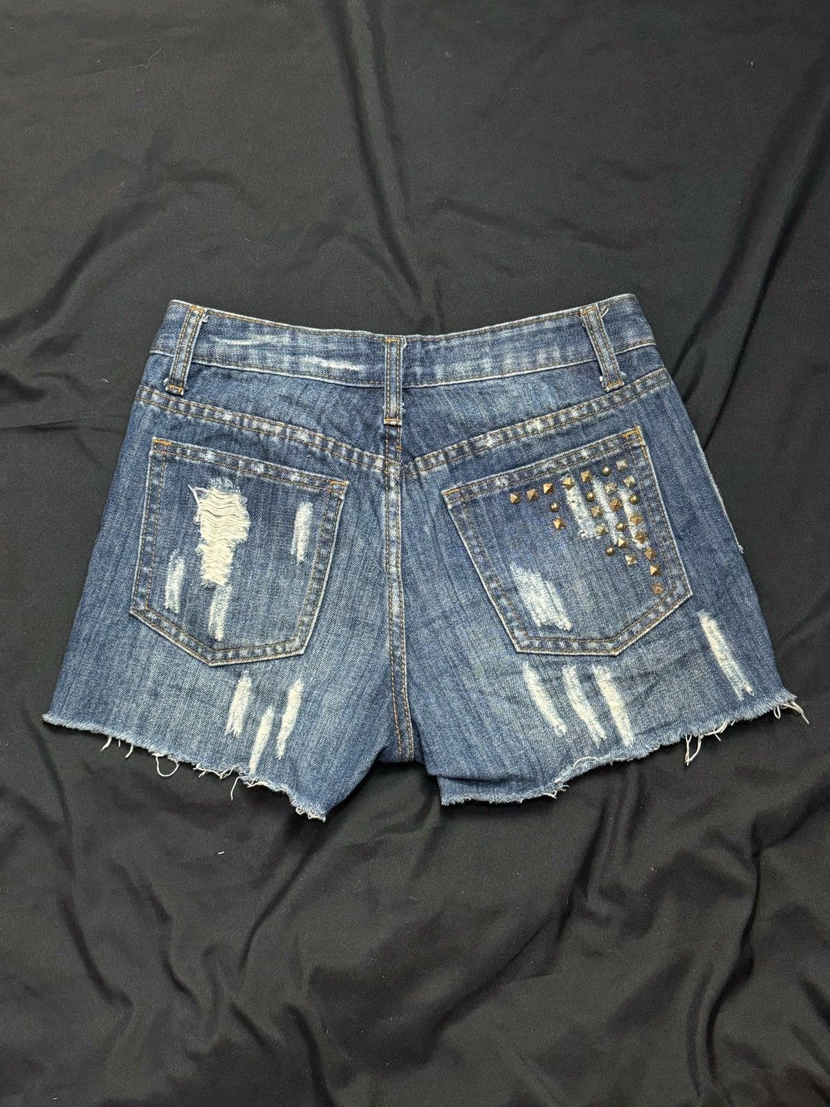 Beauty Beast × Hysteric Glamour × Japanese Brand Y2K Studded Distressed Japanese Vanilla Hot Pants Size 29" - 2 Thumbnail