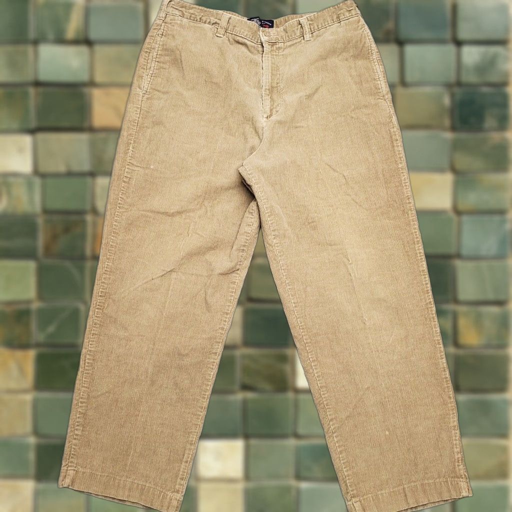 Vintage VINTAGE Roundtree Yorke Pants Mens 36 Regular Brown Corduroy Loose Fit Chino Zip Front Pockets Straight Front Men Size US 36 / EU 52 - 1 Thumbnail