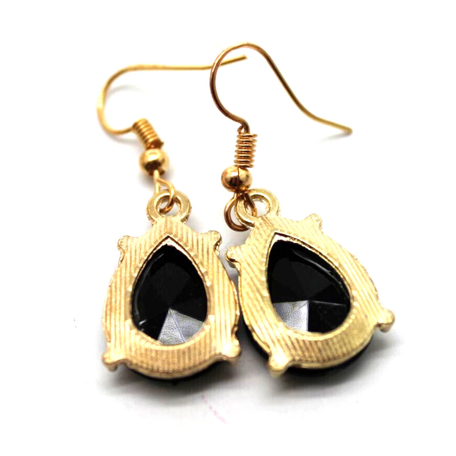 Other Black & Clear Rhinestone Goldtone Necklace Earring Set Size ONE SIZE - 6 Thumbnail