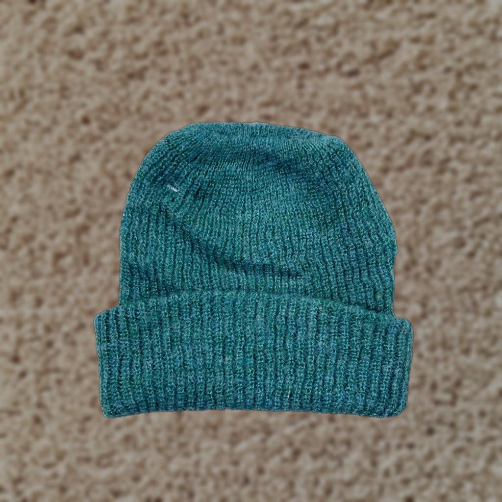 Vintage Beanie Toque Adult One Size Blue Teal Knit 100% Acrylic Snowboard Winter Ski Hat/Cap Womens Beanie Size ONE SIZE - 1 Thumbnail