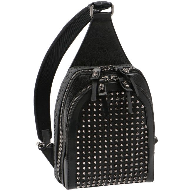 Christian Louboutin Body Bag Calfskin Black Silver