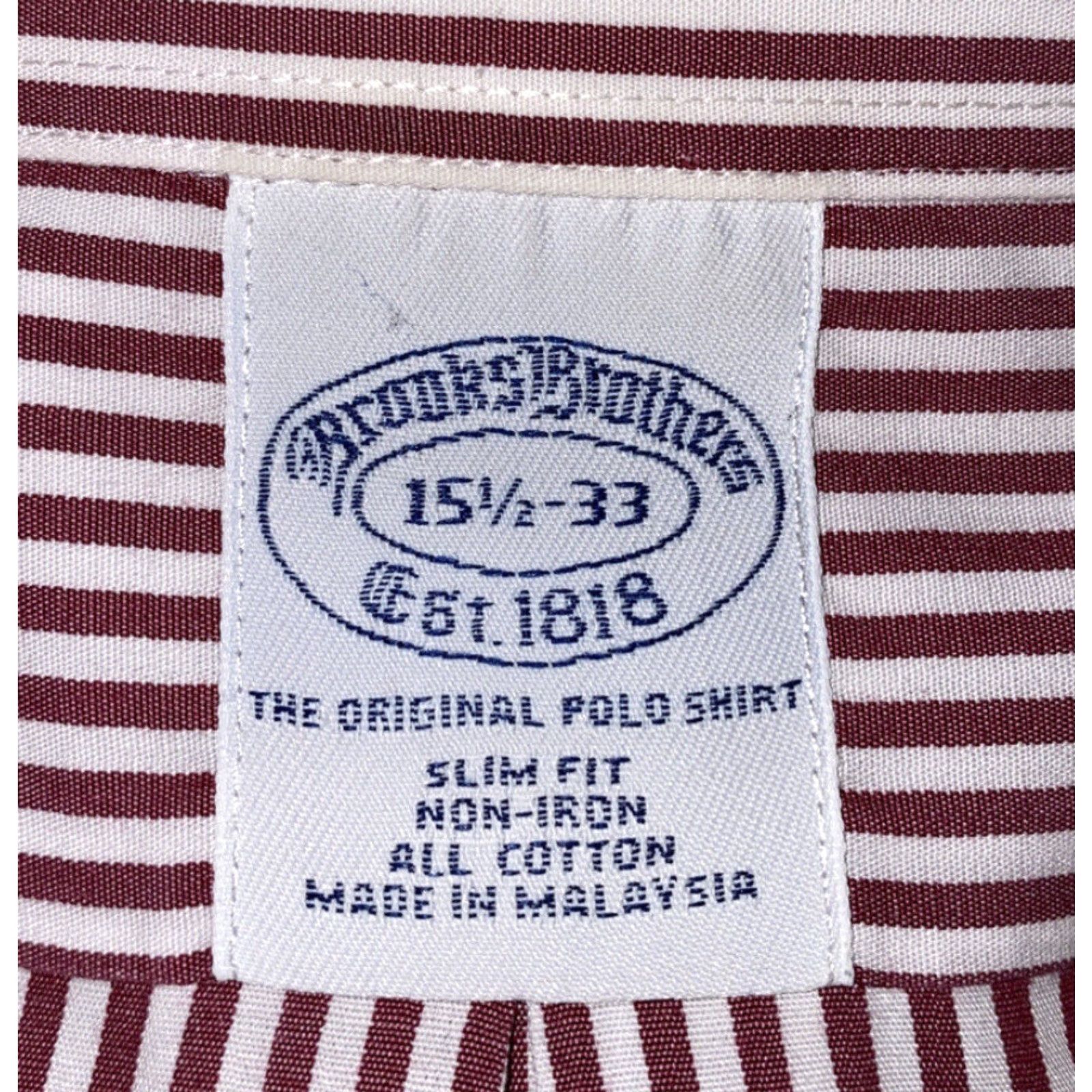 Brooks Brothers Brooks Brothers Non Iron Mens Red/White Striped Long Sleeve Sz 15.5 Slim Fit Dress Shirt Size US M / EU 48-50 / 2 - 6 Thumbnail