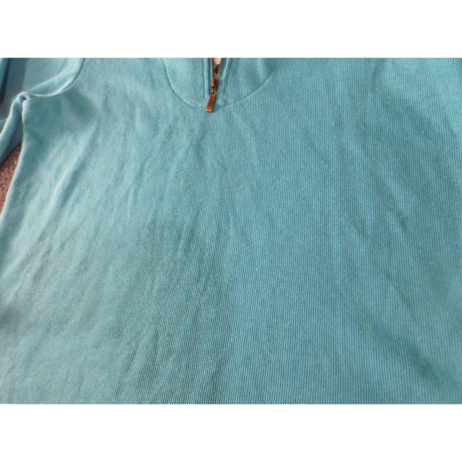 Vintage Rebecca Malone Womens Top Small Blue Stretch Zip Blouse pullover lined collar Size S / US 4 / IT 40 - 4 Thumbnail