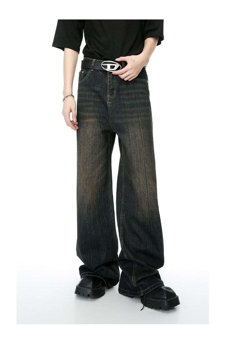 Japanese Brand × Jean Vintage striped design Distressed washed jeans Size US 32 / EU 48 - 2 Thumbnail
