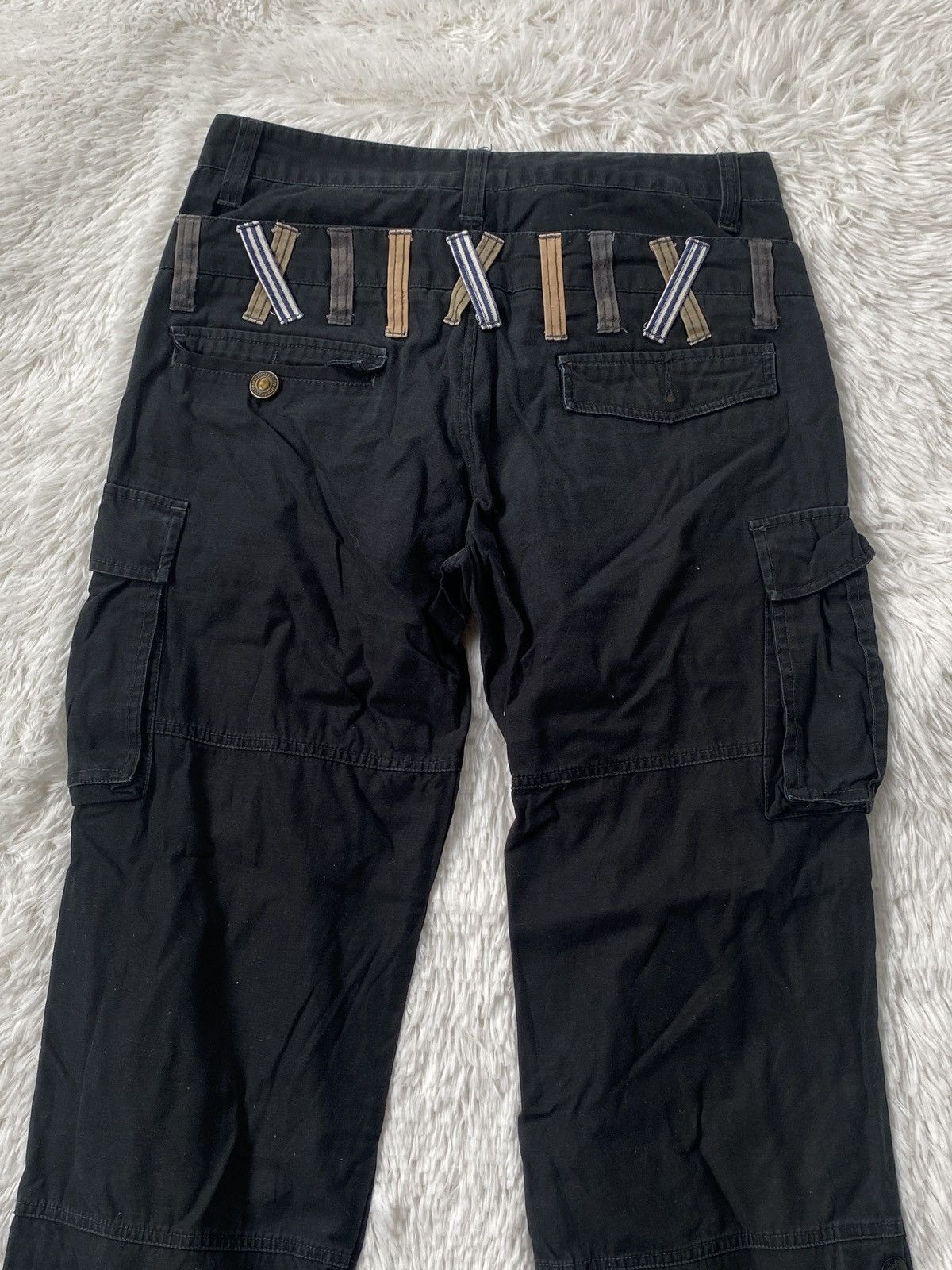 Japanese Brand × Seditionaries 🔥RARE🔥Dominated Handcrafted Double waist Black Cargo Pant Size US 31 - 15 Thumbnail