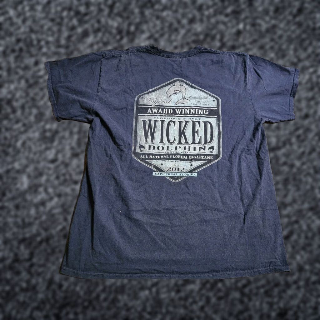 Sugar Cane Vintage Wicked Dolphin Rum T-Shirt Men XL Crew Neck Cotton Blend Graphic Double-Sided Blue Distillery Size US XL / EU 56 / 4 - 1 Thumbnail