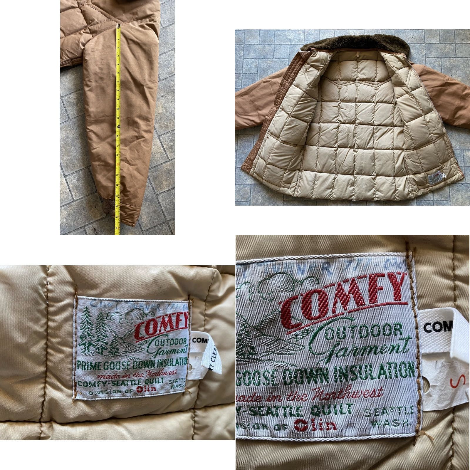 Vintage VINTAGE Comfy Seattle Quilt Jacket Coat Goose Down Mens S Talon Zipper 50s/60s Brown Size US S / EU 44-46 / 1 - 9 Thumbnail