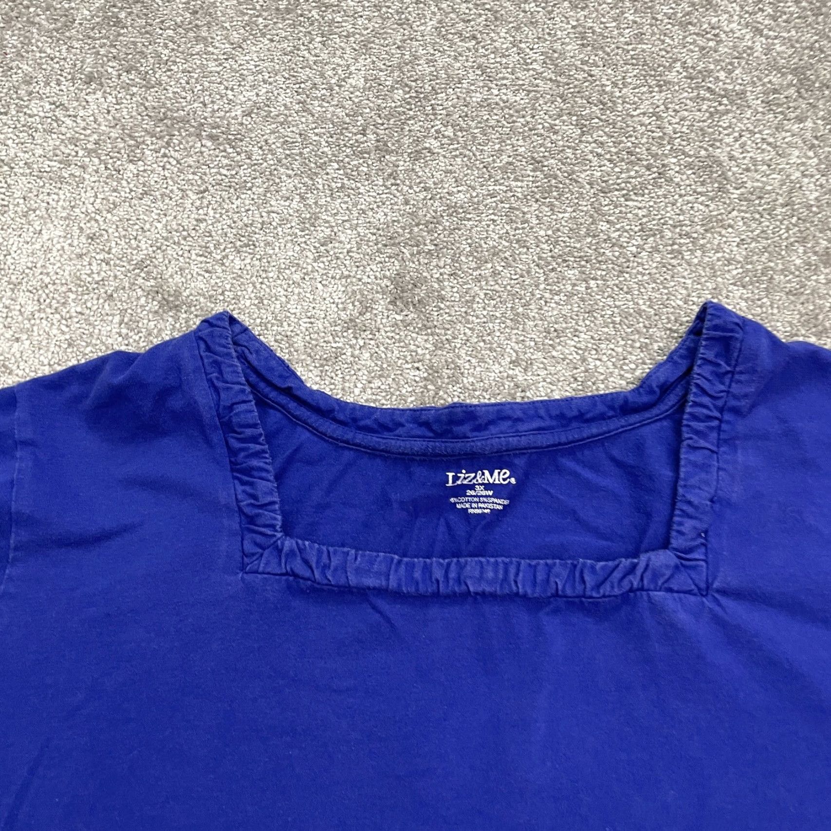 Vintage Liz & Me T-Shirt Womens 3XL Blue Crew Neck Short Sleeve Basic Tee Plus Size Cotton Spandex Classic Logo Tee - Casual Comfort Womens Size XXL / US 16-18 / IT 52-54 - 4 Thumbnail