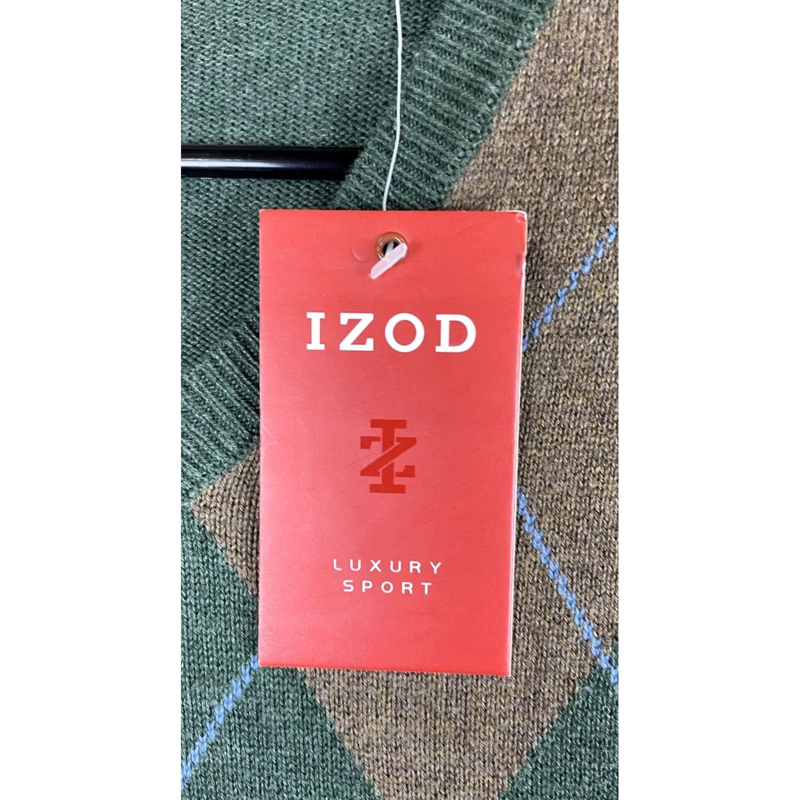 Izod IZOD Vest Mens Large Green Argyle V-Neck Cotton Knit Preppy Casual Golf Sleeveless Pullover Size US L / EU 52-54 / 3 - 4 Thumbnail