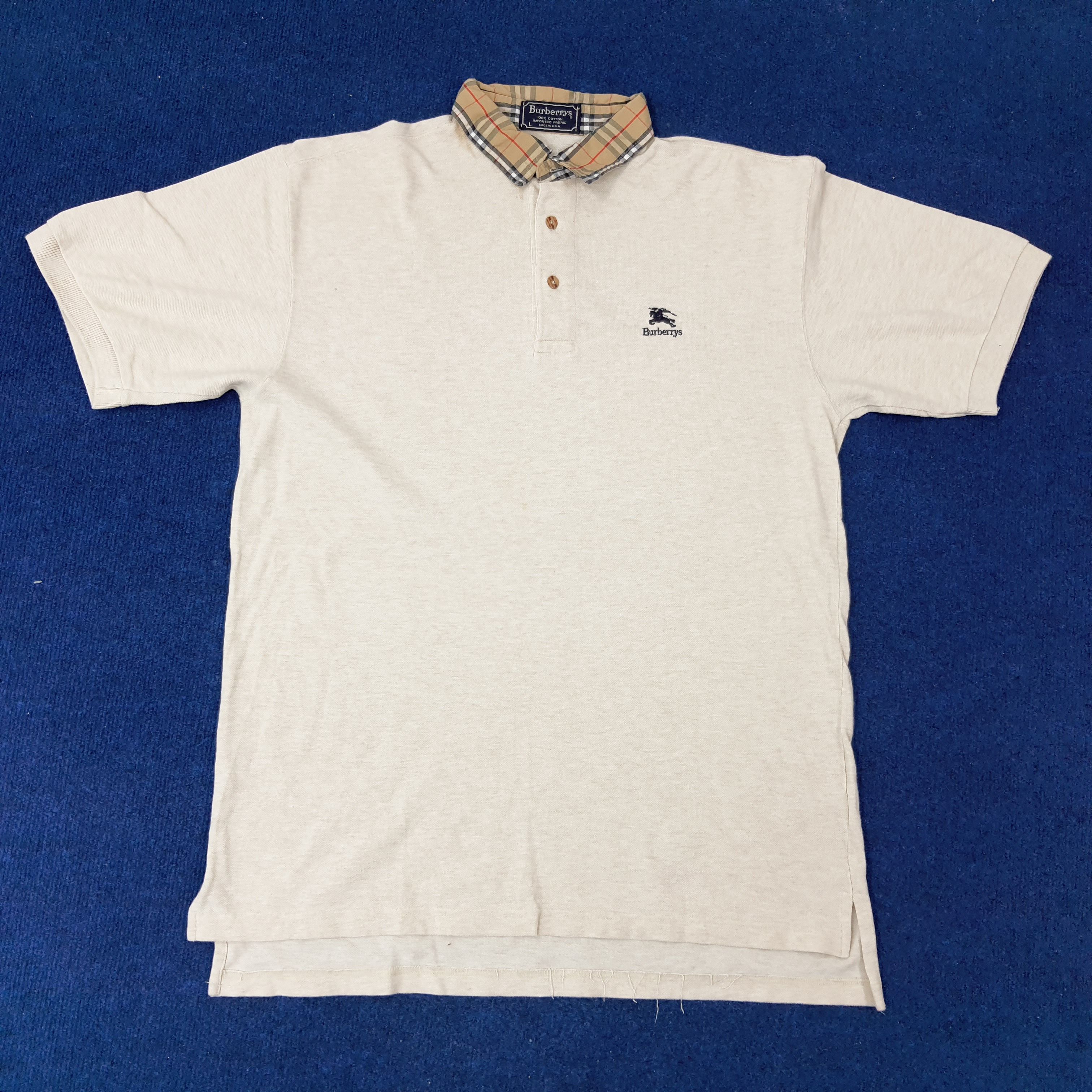 Burberry × Vintage Vintage Burberrys Nova Check Designer Polo Shirt C219N74 Size US L / EU 52-54 / 3 - 1 Thumbnail
