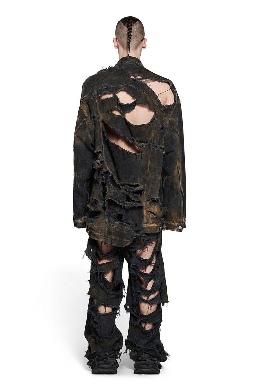 Balenciaga Balenciaga Destroyed Denim Pants 'Flat Black' Size US 34 / EU 50 - 8 Thumbnail