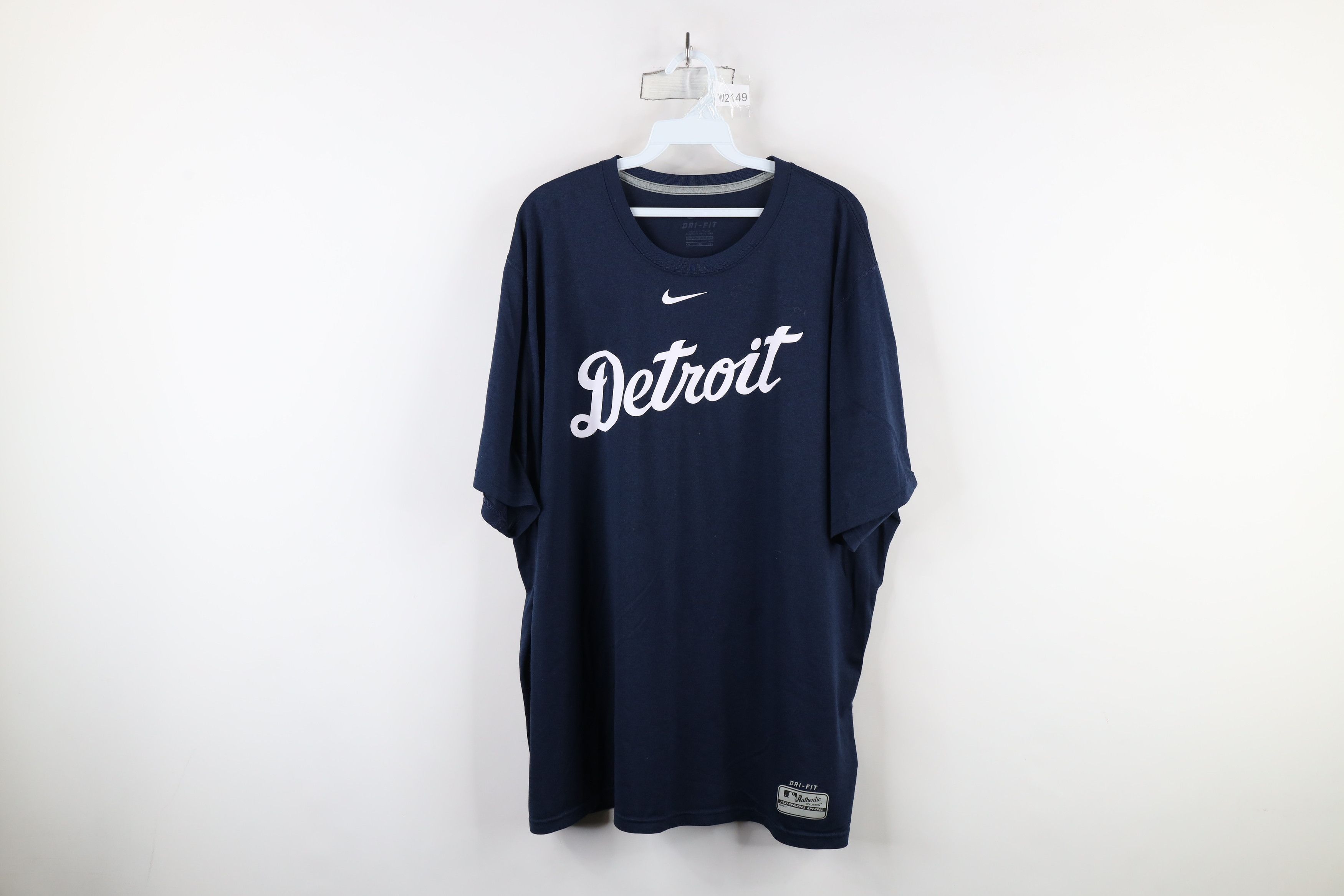 Nike × Vintage Nike Center Swoosh Detroit Tigers Baseball T-Shirt Blue Size US XXL / EU 58 / 5 - 1 Thumbnail
