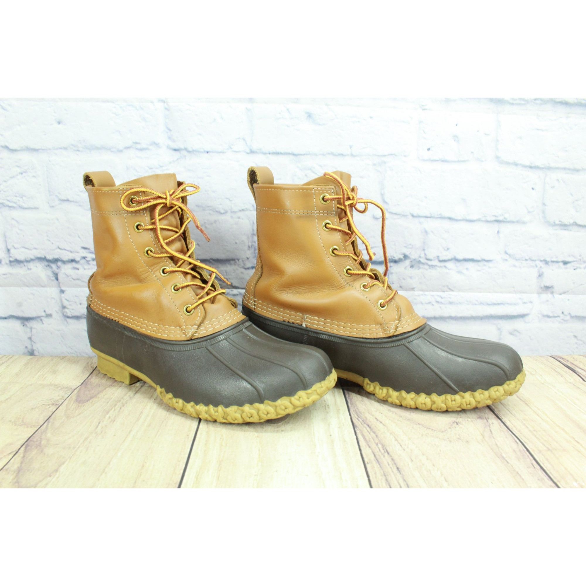 Leather LL Bean Women's Leather 8" Lace Up Unlined Ankle Duck Boots Size US 10 / IT 40 - 3 Thumbnail