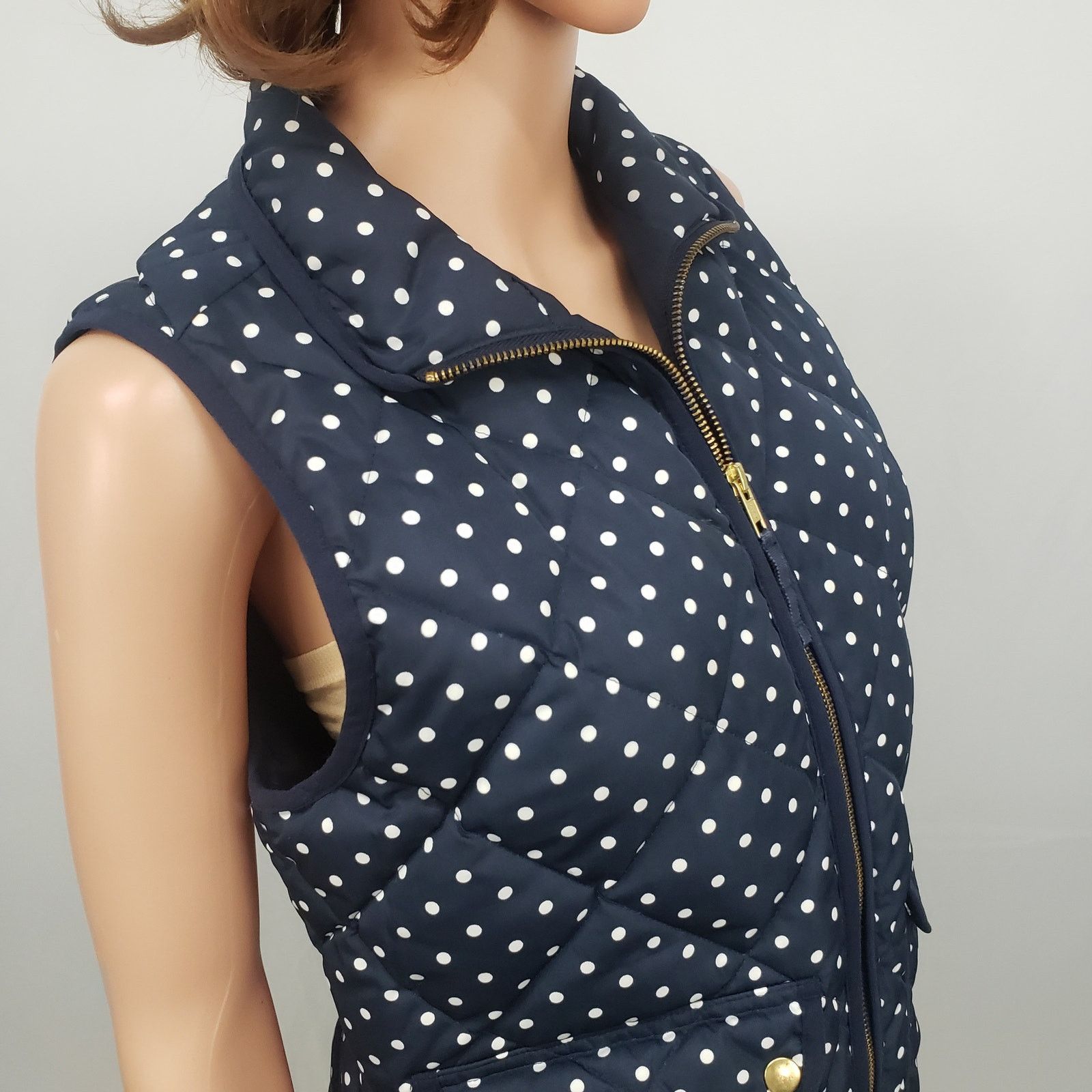 J.Crew J. Crew Polka Dot Quilted Puffer Vest Full zip up Pockets S Size S / US 4 / IT 40 - 8 Thumbnail