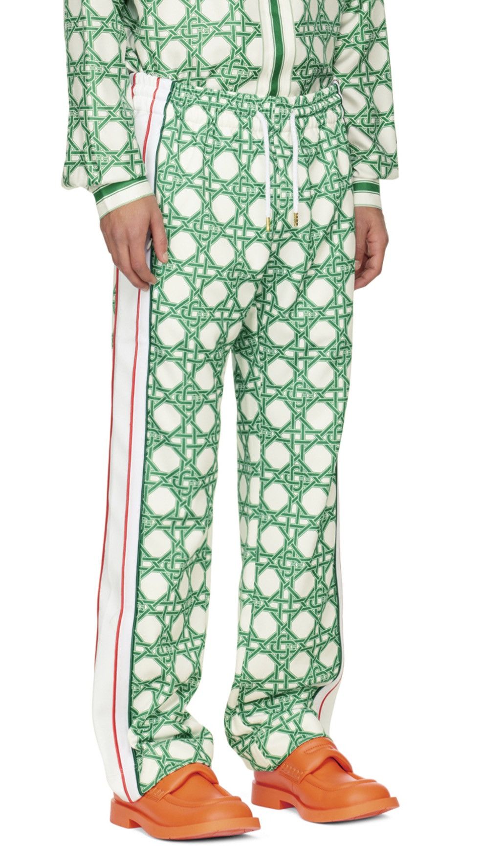 image of Casablanca Green & White 'le Monogramme D'osier' Track Pants, Men's (Size 34)