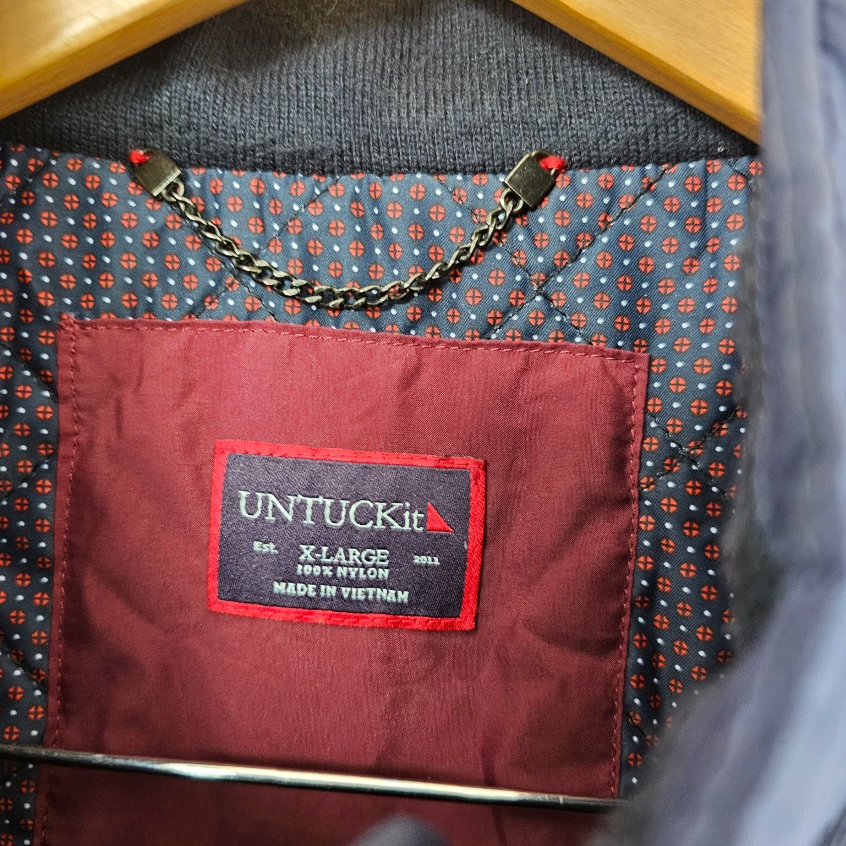 UNTUCKit UNTUCKit Lanson Jacket Mens XL Blue Full Zip Nylon Quilt Lined Weather Resistant Breathing Pockets Stand-Up Collar Regular Fit Size US XL / EU 56 / 4 - 4 Thumbnail