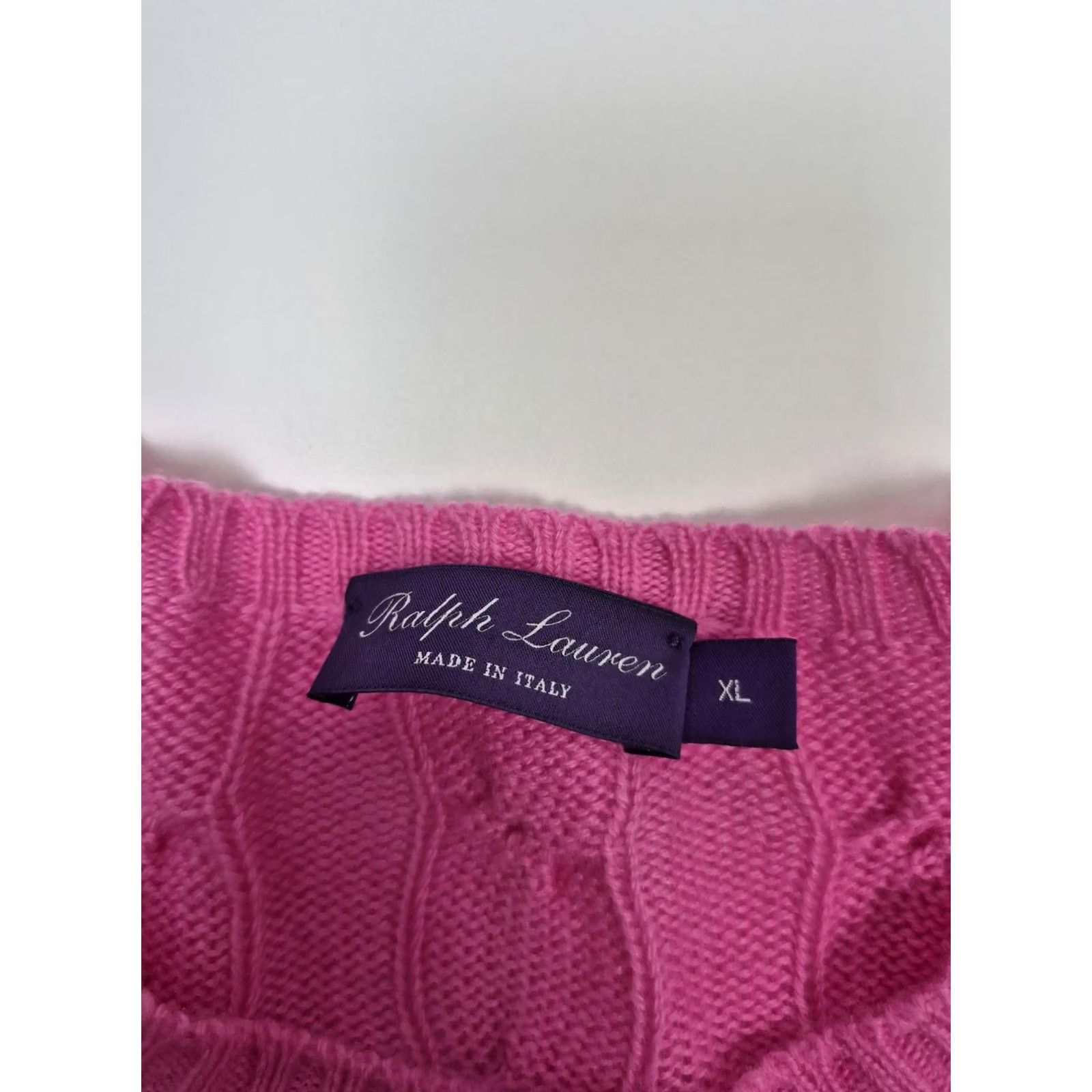Ralph Lauren Ralph Lauren Purple Label Sweater Women's XL Pink Cable Knit Cashmere Italy Crew Neck Size XL / US 12-14 / IT 48-50 - 2 Thumbnail