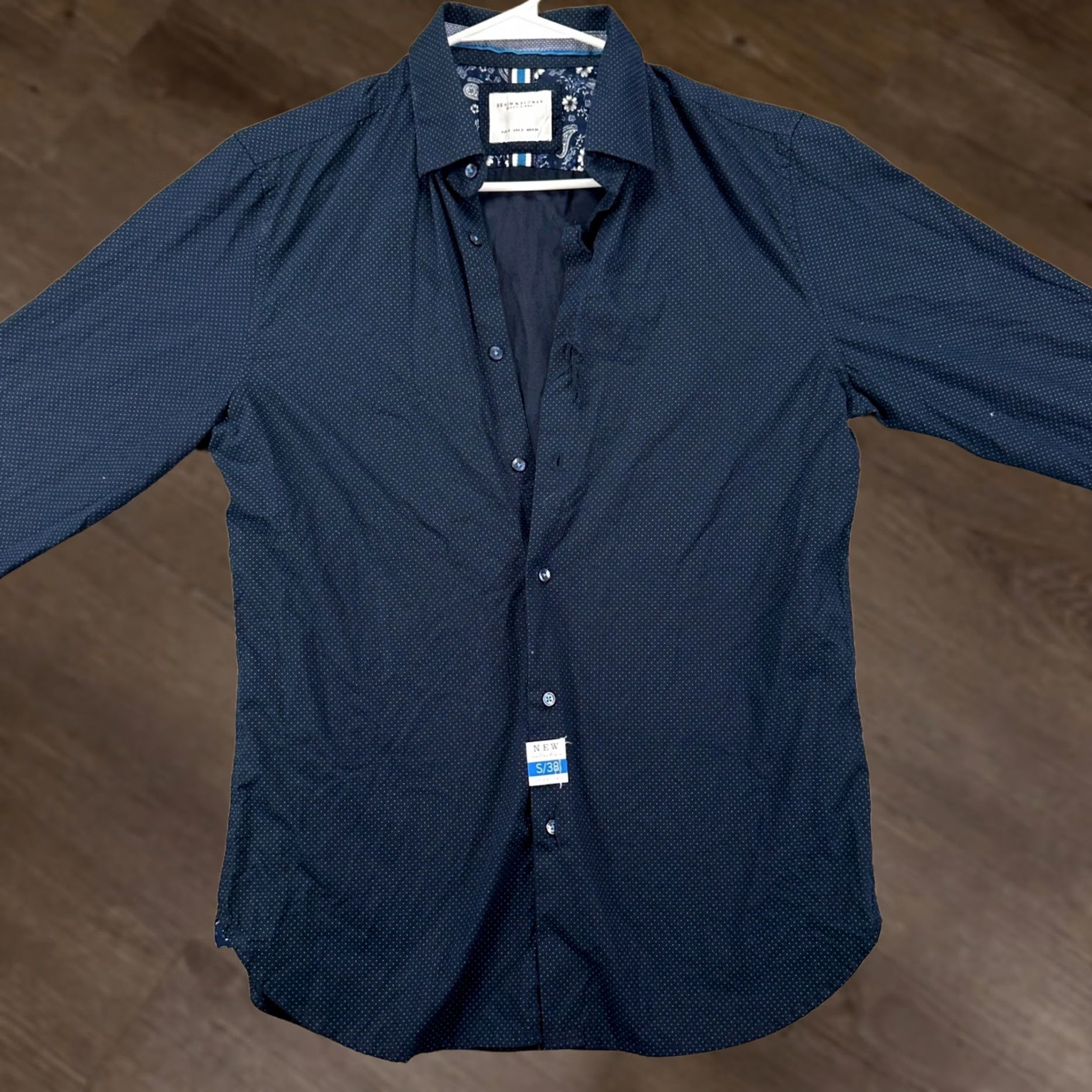 Denime VINTAGE Denim & Flower Mens Button-Up Shirt Small-38 Blue Geometric Long Sleeve Casual NEW Size US S / EU 44-46 / 1 - 1 Thumbnail