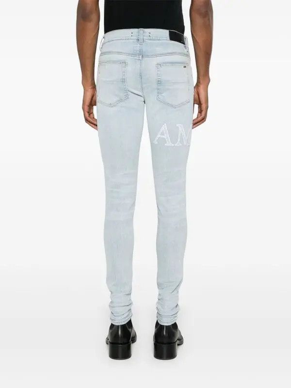 Amiri oc11z1125 Bandana-Jacquard Logo-Appliqué Jeans in Blue Size US 30 / EU 46 - 4 Thumbnail