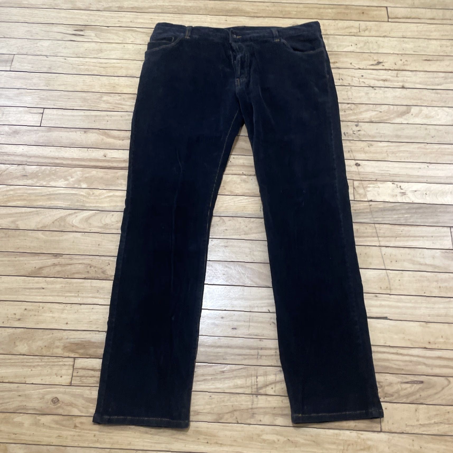Vintage VINTAGE RANK PANTS Black Corduroy 36x33 Straight Gold Stitch 10" Rise 90s Mens Casual Pants Size US 36 / EU 52 - 3 Thumbnail