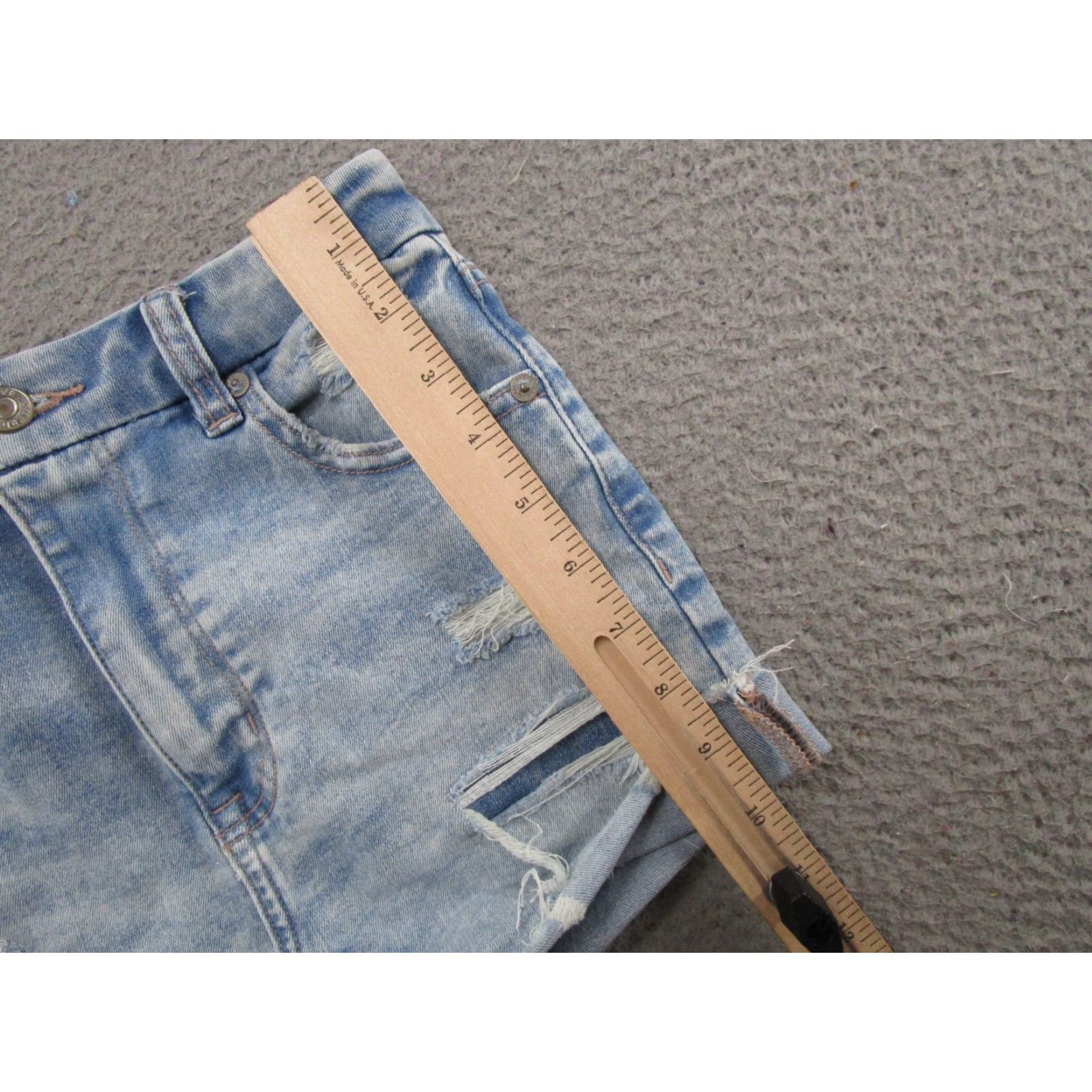 American Eagle Outfitters American Eagle Outfitters Curvy Hi Rise Shortie Shorts Distressed Next Level Stretch SZ 2 Blue Denim 5-Pocket Womens Summer Size 26" / US 2 / IT 38 - 6 Thumbnail