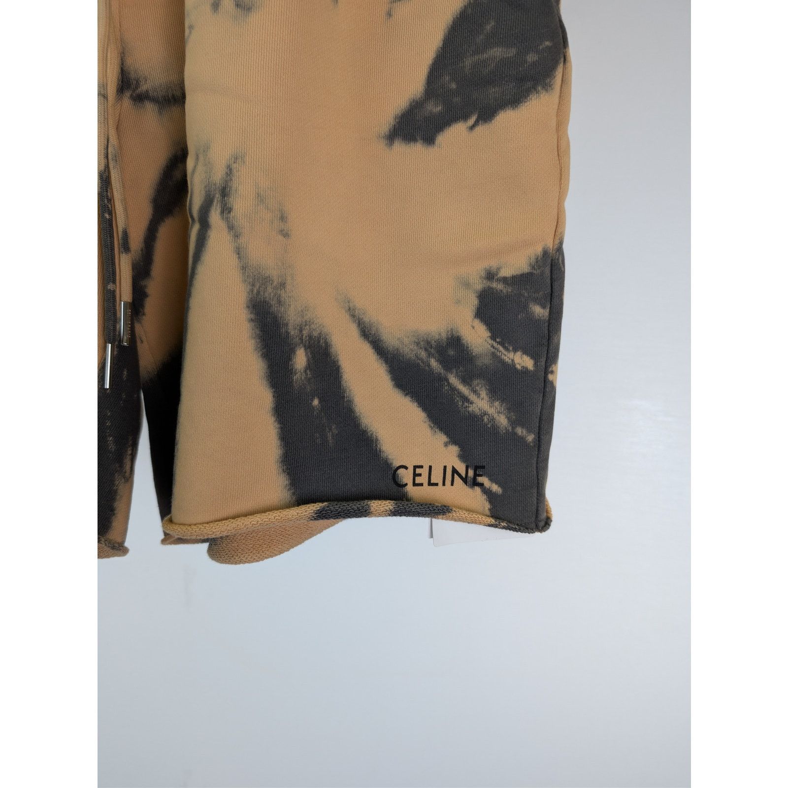 Celine o1rshd1 Tie-Dye Cotton Fleece Shorts in Grey/Beige/Black Size US 30 / EU 46 - 7 Thumbnail