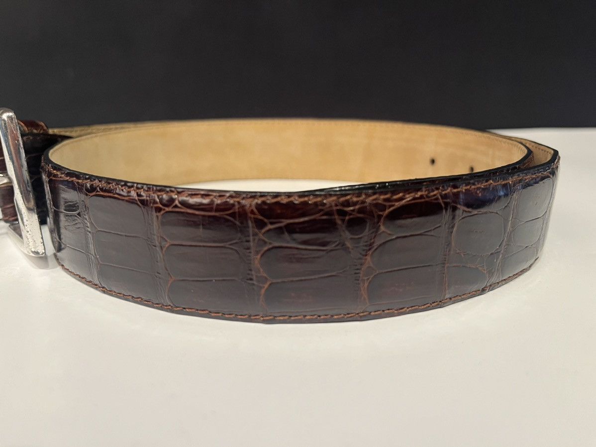 Vintage erreghé genuine crocodile leather belt Italian brown DS 70’s Size 32 - 2 Thumbnail