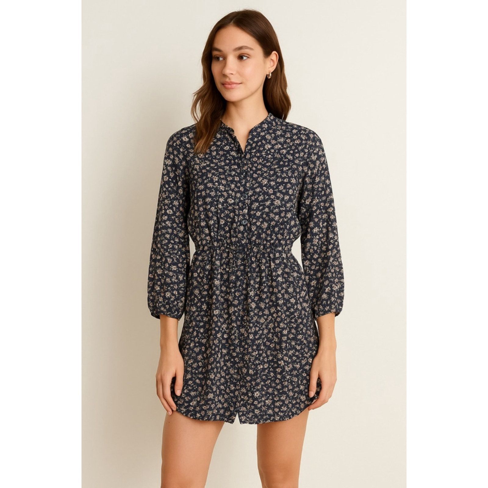 Joie Joie Floral Button Front Mini Dress Cottagecore Boho Navy Size XXS / US 00 / IT 34 - 1 Thumbnail