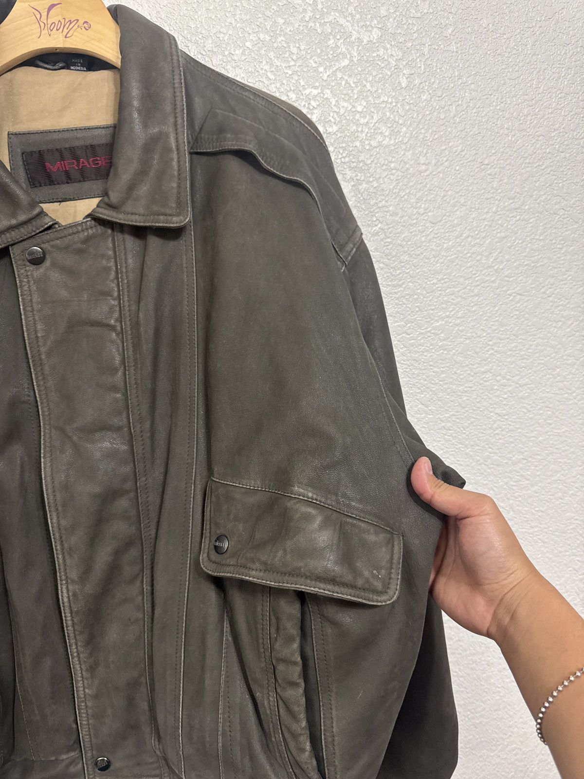 Vintage Vintage Brownish Gray Leather Patina Flight / Bomber Jacket Size US XL / EU 56 / 4 - 2 Thumbnail