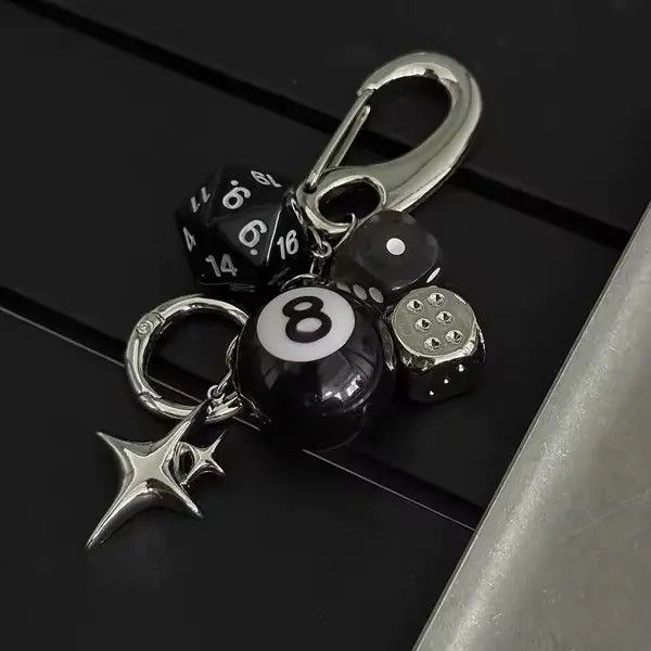 Japanese Brand Star Sparkle Oval Black 8 Fashion Carabiner Keychain Size ONE SIZE - 6 Thumbnail