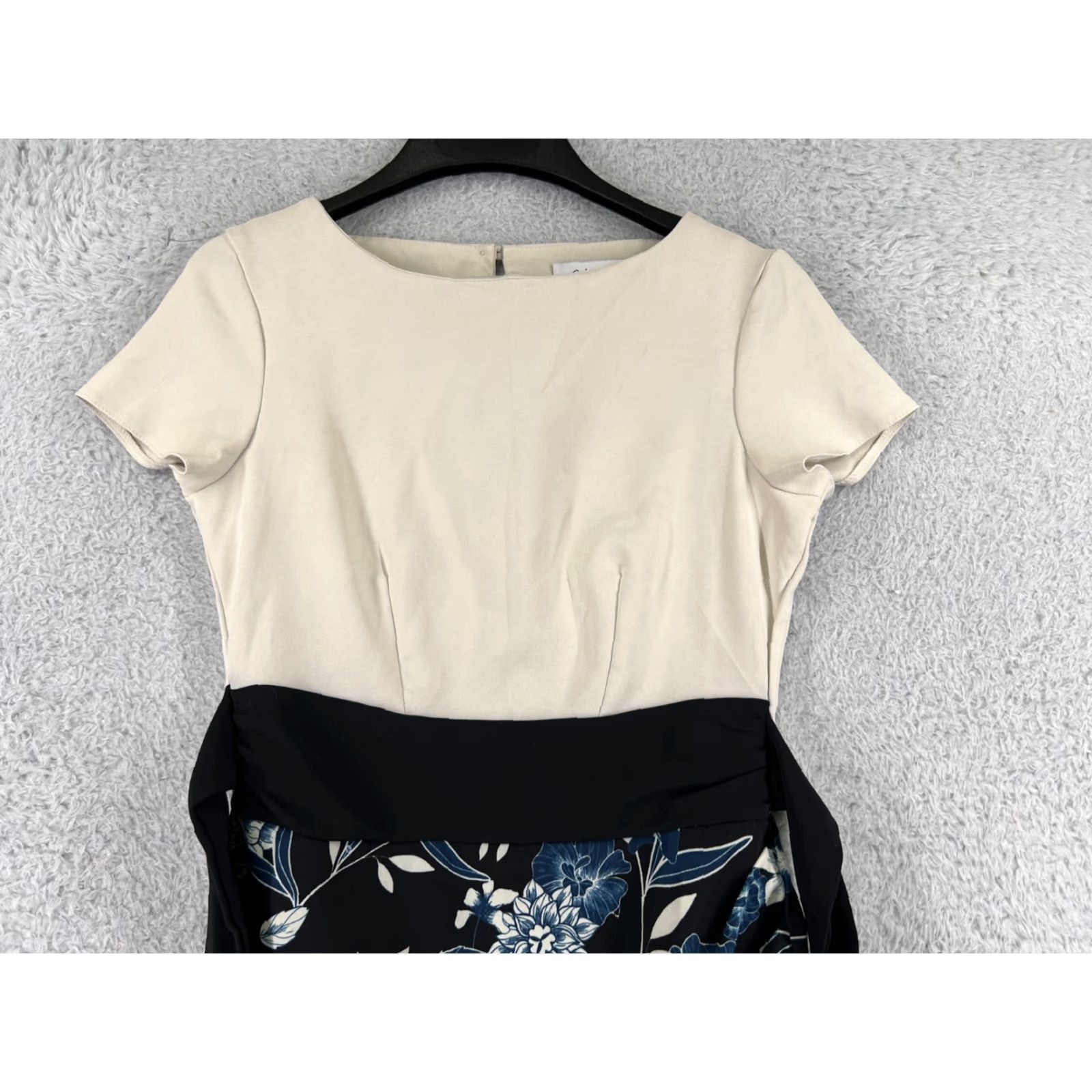 CLOSED Closet Dress Womens 6 Blue Floral Back Zip Belted Made London Ladies Size M / US 6-8 / IT 42-44 - 5 Thumbnail