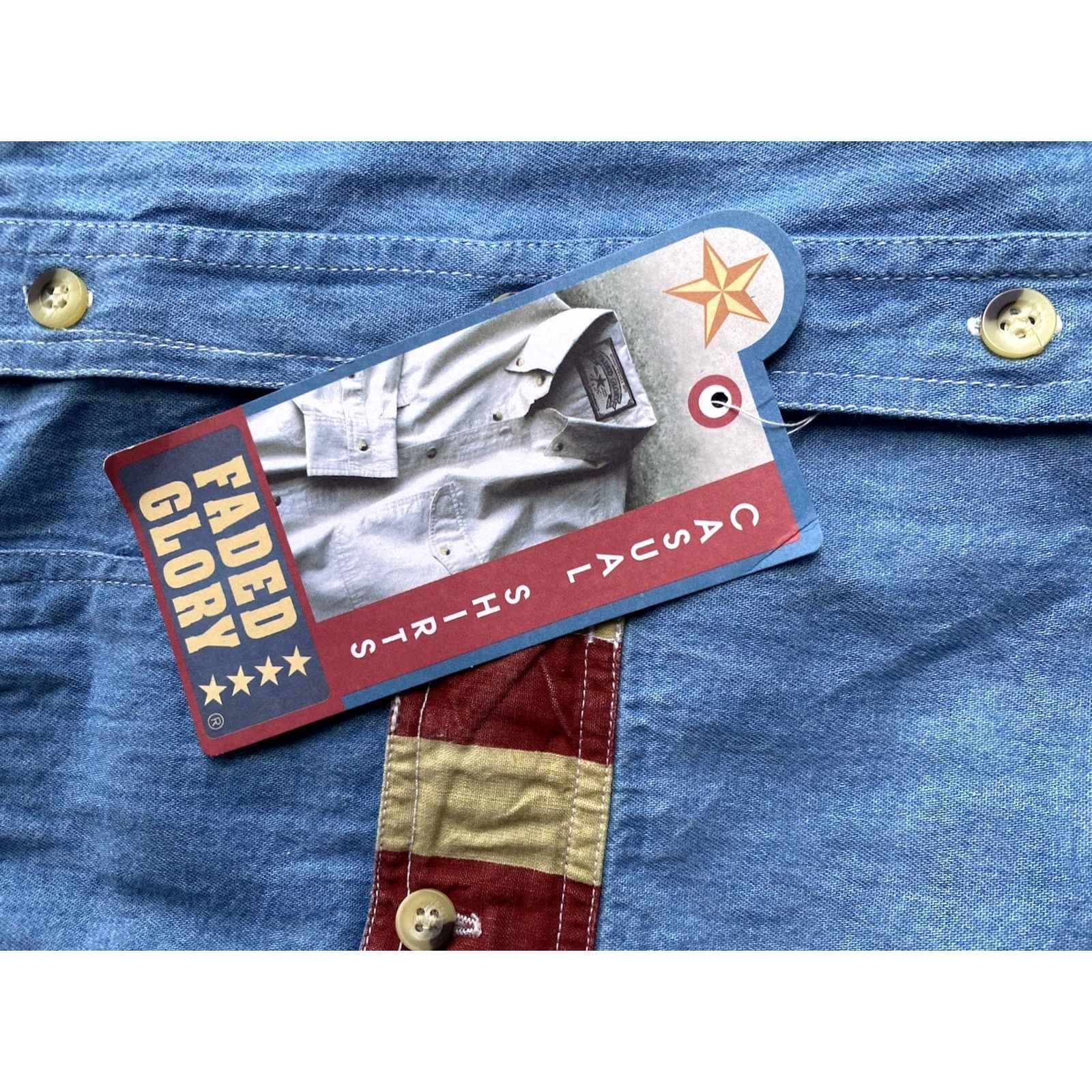 Faded Glory VINTAGE Faded Glory USA Flag Chambray Long Sleeve Shirt Small NWT Mens Shirt Size US M / EU 48-50 / 2 - 4 Thumbnail