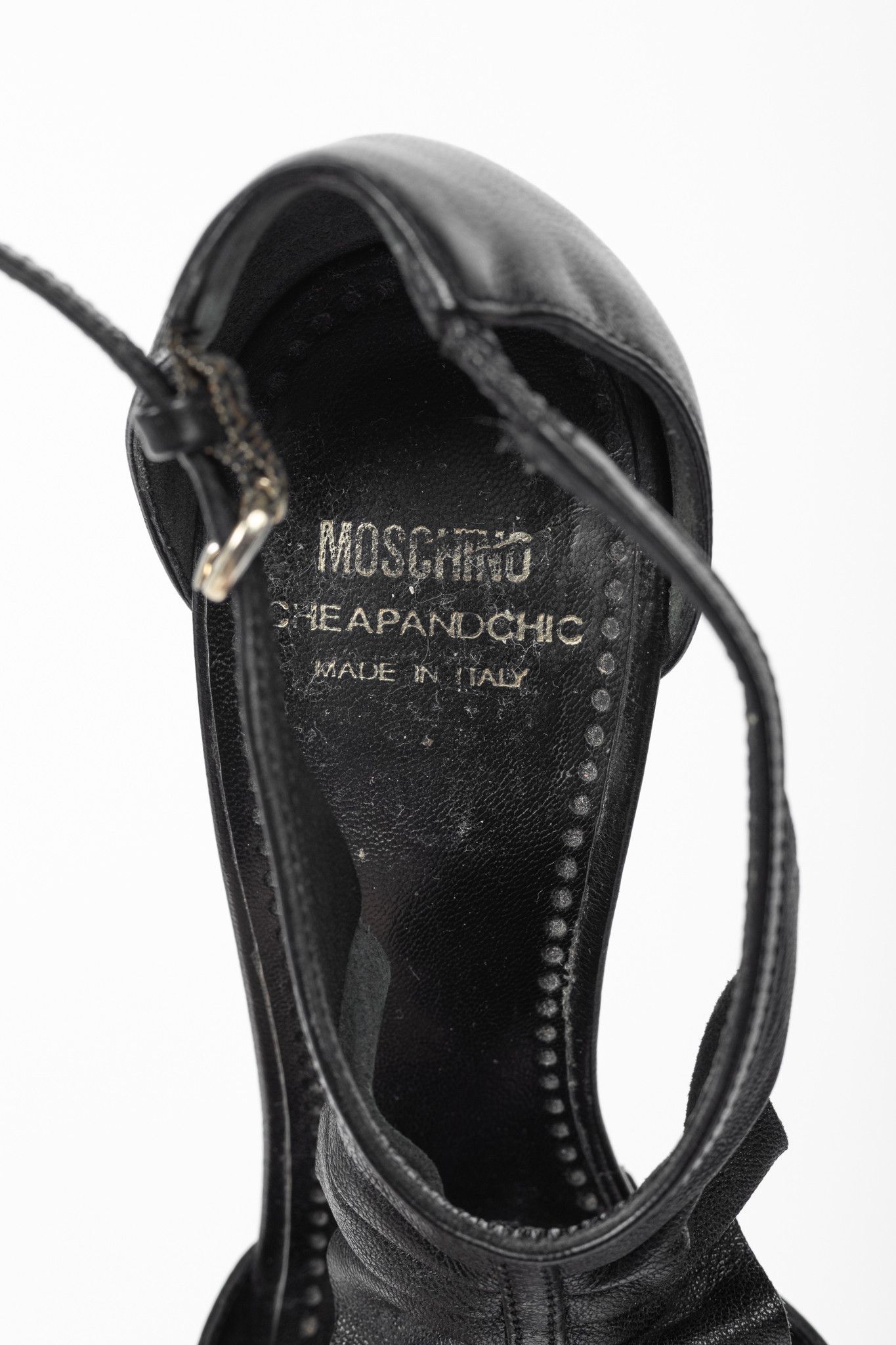 Moschino Moschino Cheap and Chic Black Leather Ruffle T-Strap Sandals Size US 6 / IT 36 - 10 Thumbnail