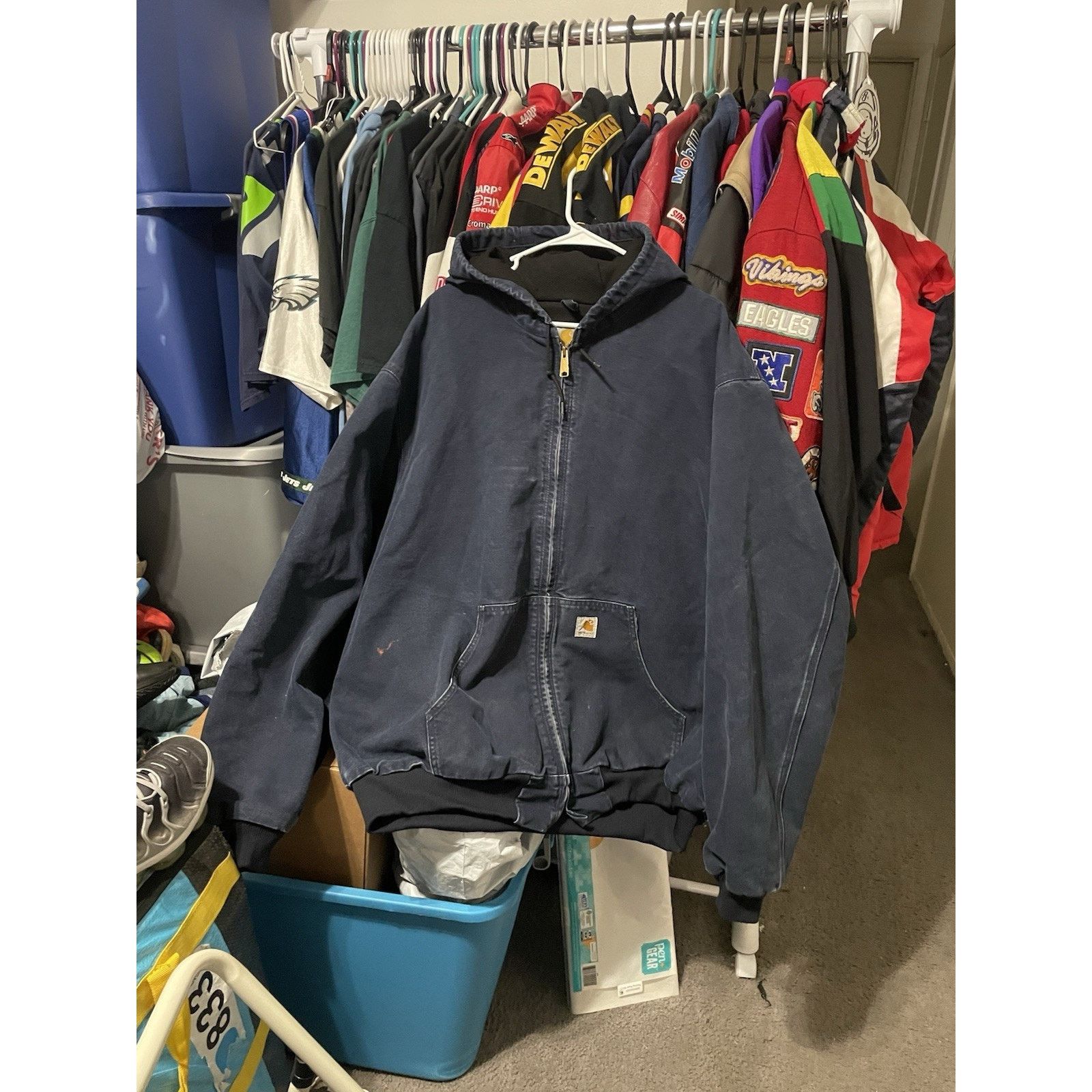 Carhartt Size 3XL- VTG Carhartt J131 Thermal Lined Hooded Jacket Navy Size US XXL / EU 58 / 5 - 1 Thumbnail