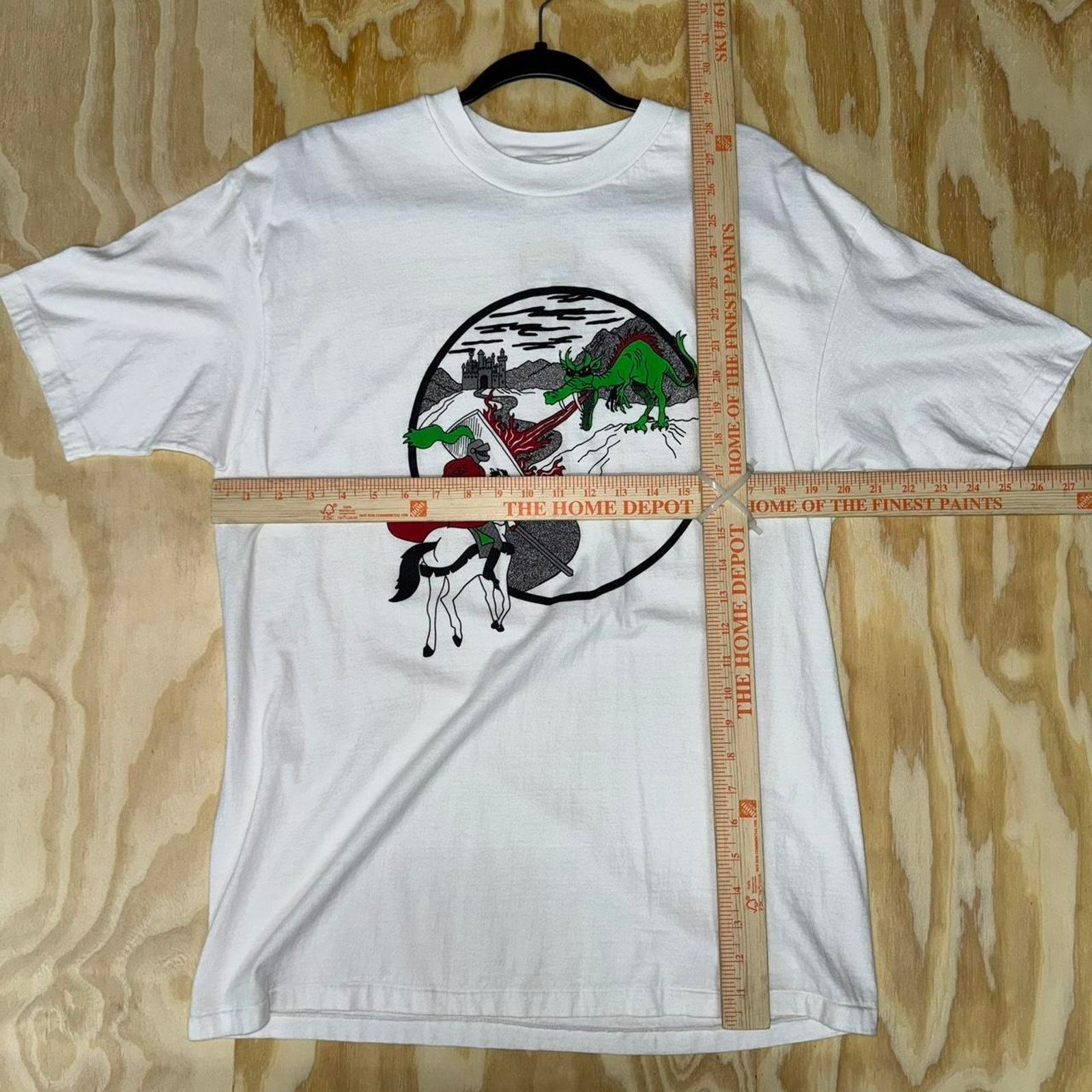 Hanes Vintage y2k 1991 knight fighting dragon t-shirt Size US XL / EU 56 / 4 - 2 Thumbnail