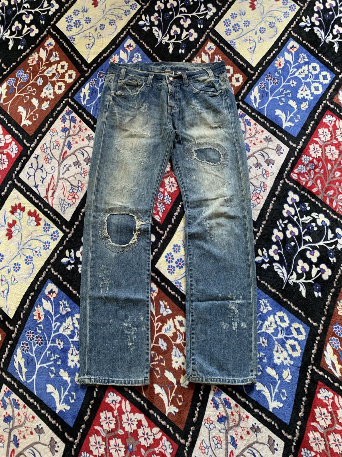 If Six Was Nine Y2K Japanese Distressed Denim Size US 31 - 1 Thumbnail