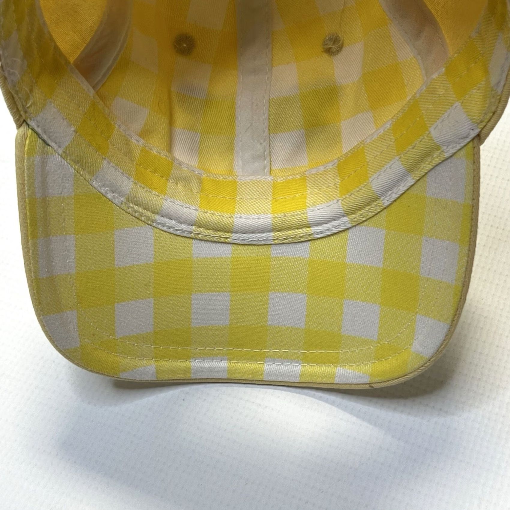 Vintage Kate Landry Beach Hat Yellow Blue Dragonfly Embroidered Adjustable Strap Women Size ONE SIZE - 7 Thumbnail