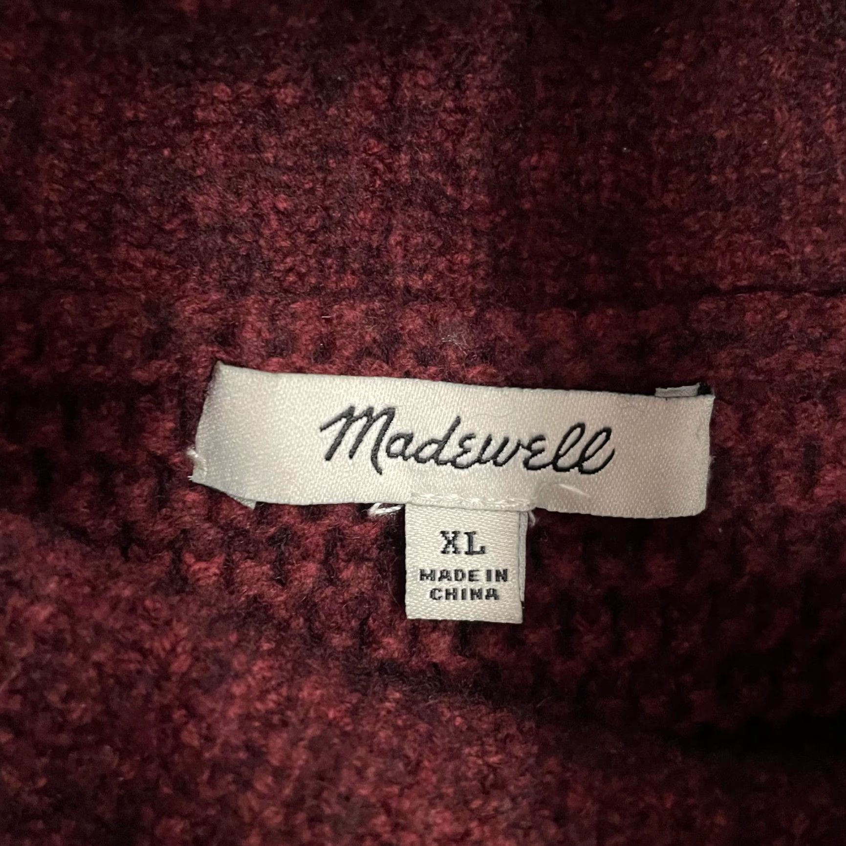 Madewell Madewell Sweater Womens XL Red Wool Cotton Ribbed Turtleneck Button Side Size XL / US 12-14 / IT 48-50 - 5 Thumbnail
