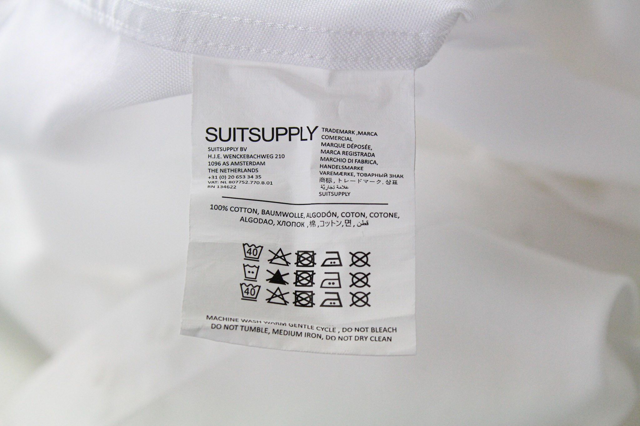 Suitsupply 39/15 1/2 Extra Slim White Cotton Cutaway 72756 Size 40R - 6 Thumbnail
