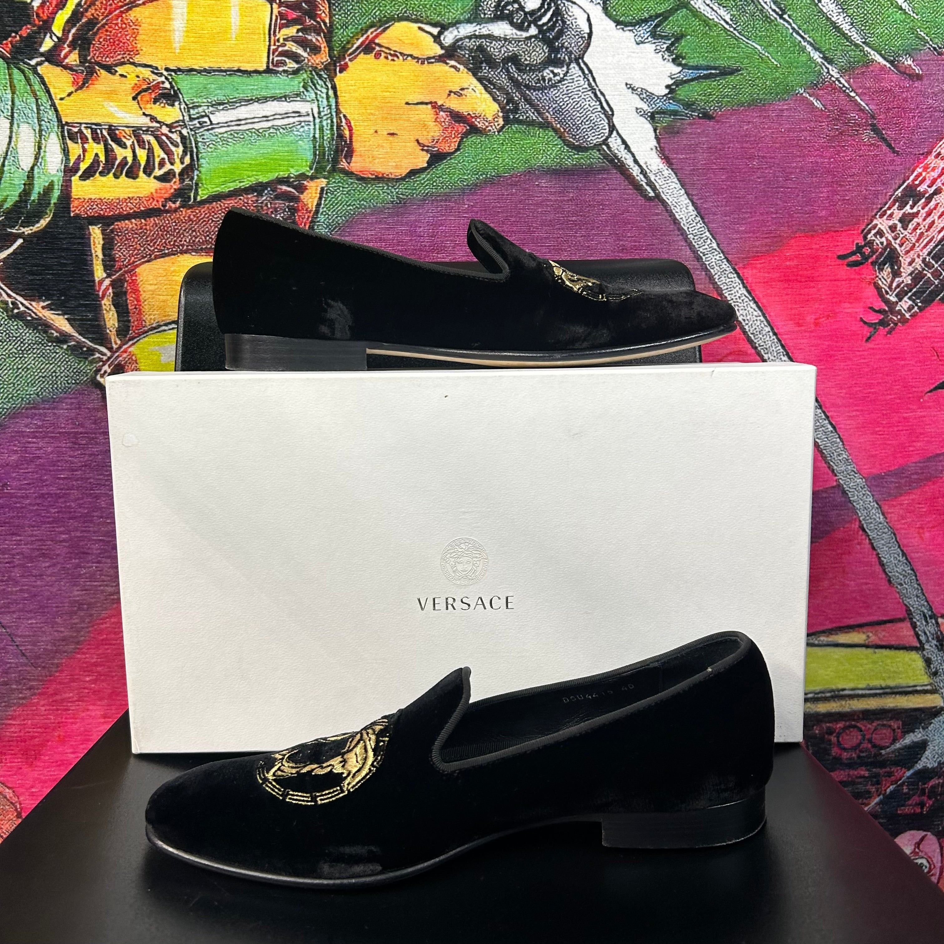 Versace Versace Medusa Velvet Loafers Black Size 40 / 7 Size US 7 / EU 40 - 3 Thumbnail