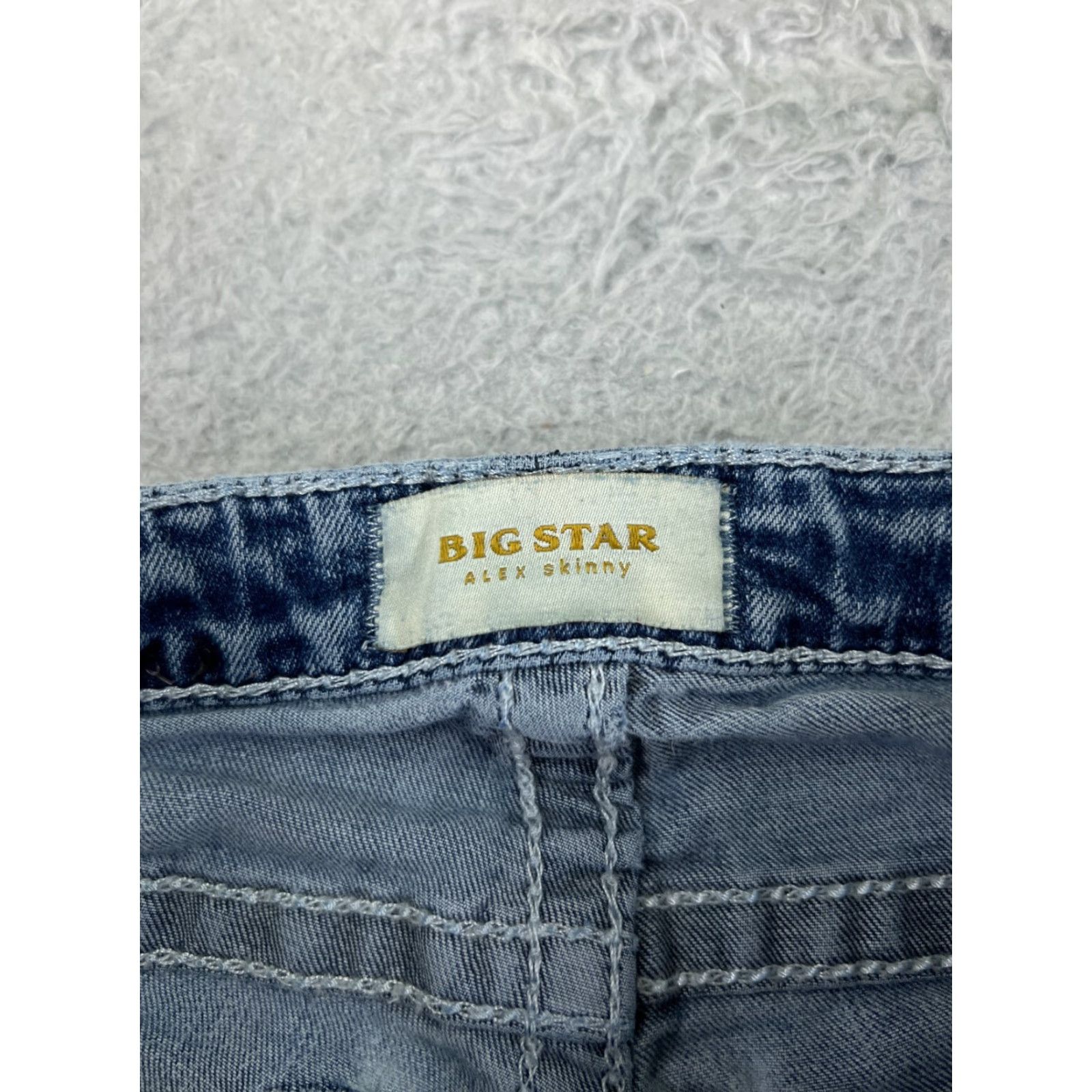 Denime VINTAGE Big Star Jeans Women 26 Blue Denim Skinny Low Rise Embroidered Stars Size 26" / US 2 / IT 38 - 3 Thumbnail