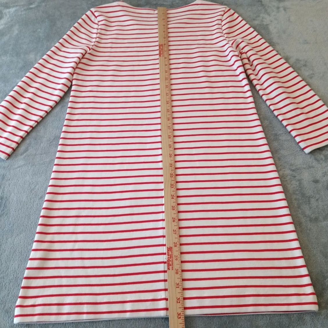 J.Crew J.CREW Shift Dress Small Red Striped Long Sleeve Knee Length Pullover Stretch Size S / US 4 / IT 40 - 6 Thumbnail