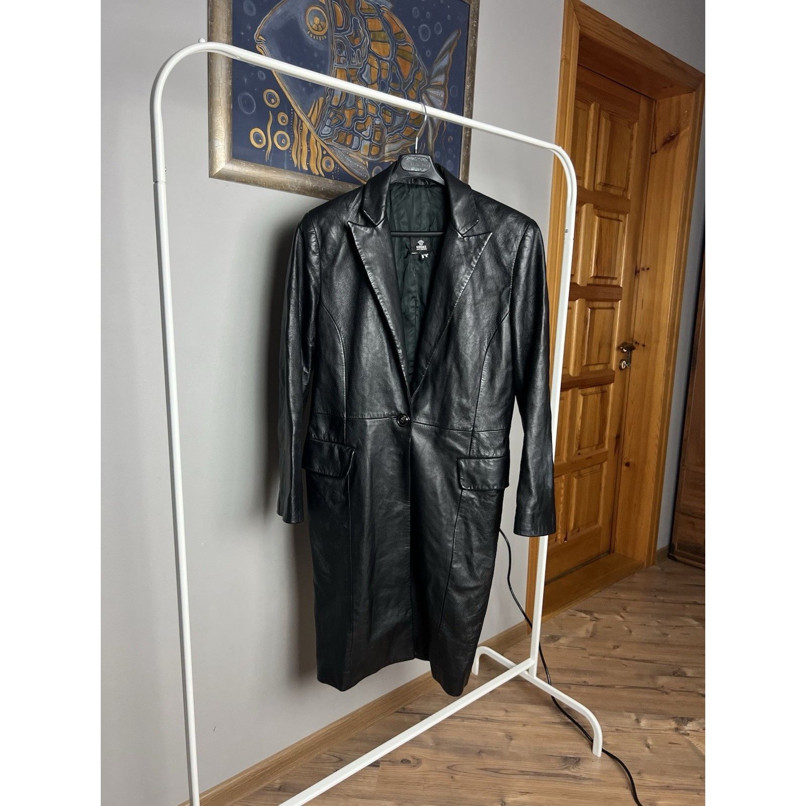 Versace Versace Jeans Couture Vintage Leather Fitted Cut Long Coat S Size S / US 4 / IT 40 - 1 Thumbnail