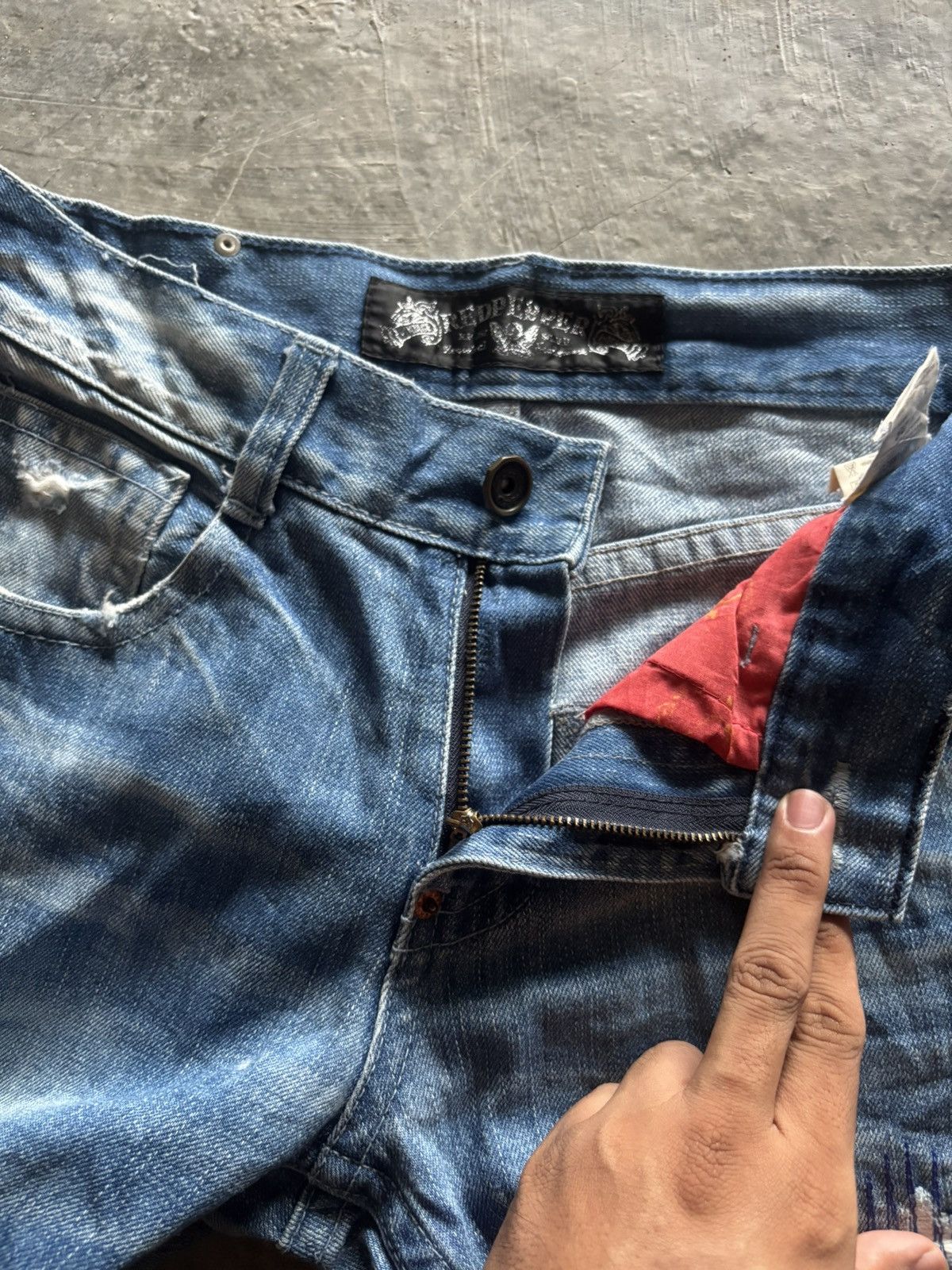 If Six Was Nine RED PEPPER JAPANESE DENIM DISTRESSED WASHED REPAIRED PUNK Size US 30 / EU 46 - 4 Thumbnail