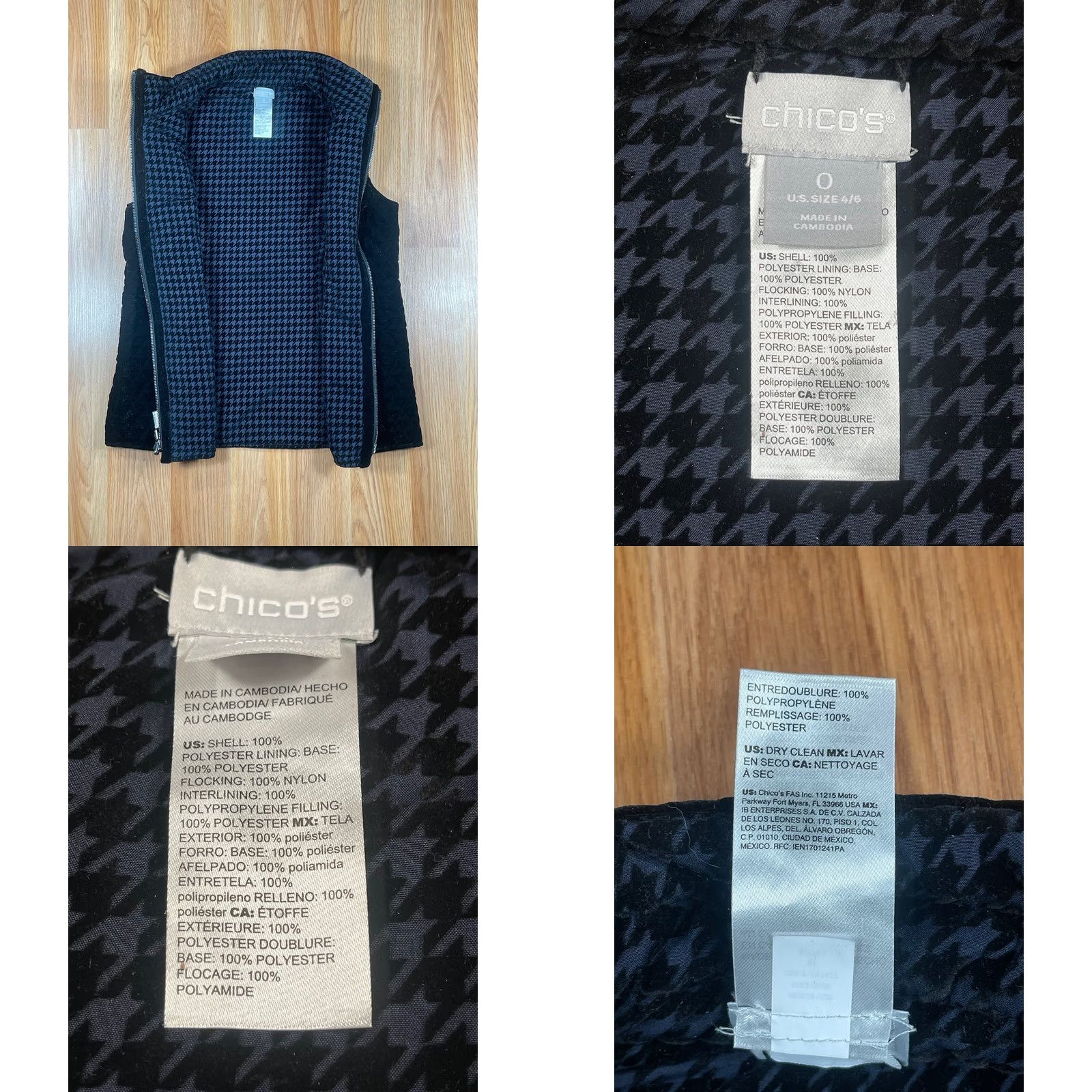 Vintage Chico's Womens Quilted Vest Full Zip Black Tufted Lined Sleeveless Size 0 Size XS / US 0-2 / IT 36-38 - 8 Thumbnail
